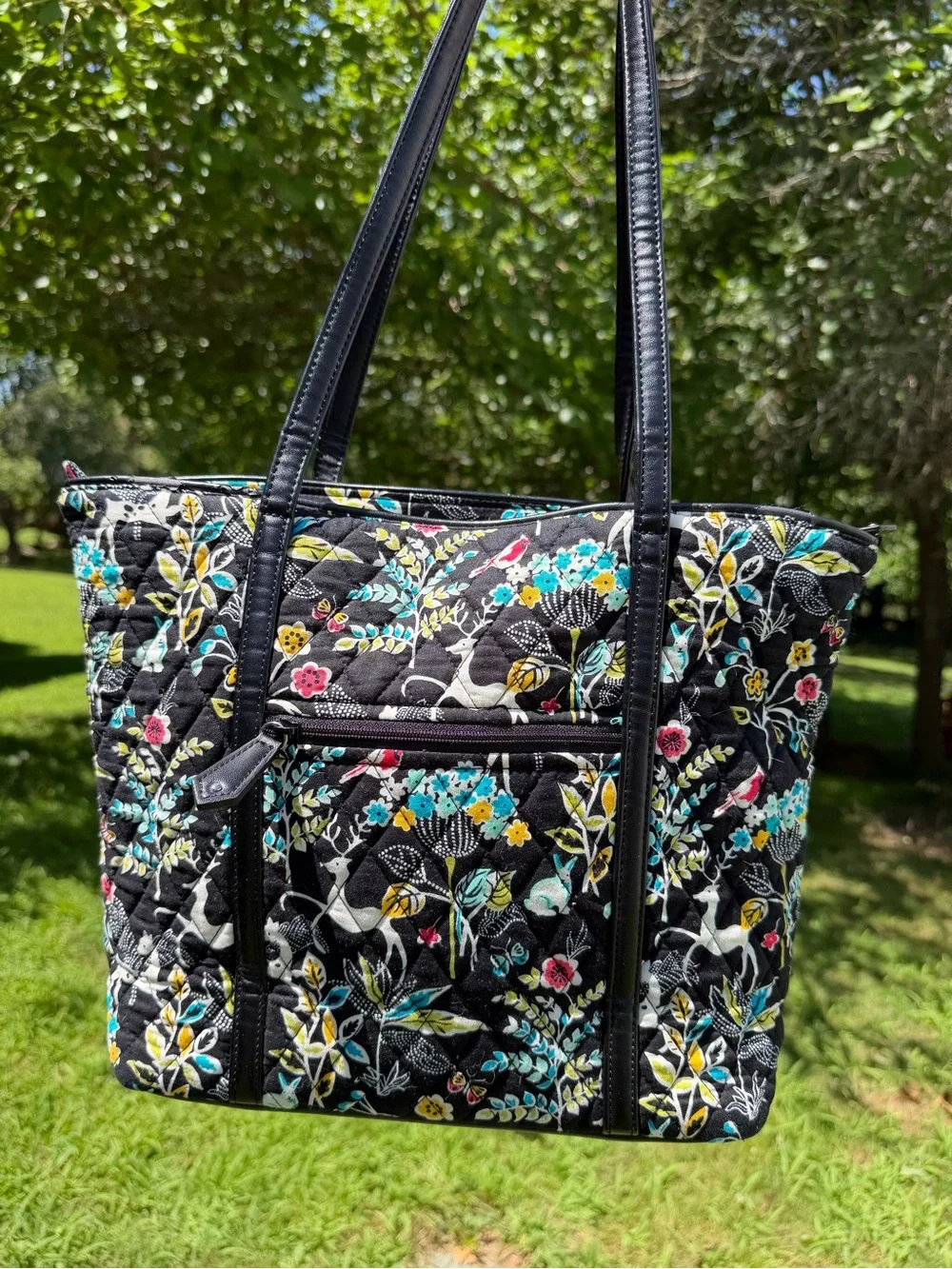 Vera Bradley Small Tote Winter Palace Faux Leather Trim Quilted Bag